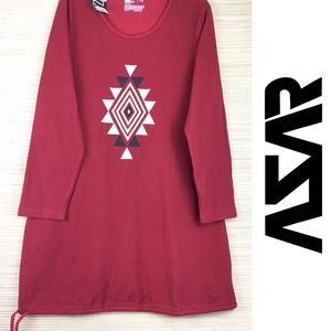 AZAR Western Embroidered Long Sleeve Sweater Dress Top Pullover Size XXL